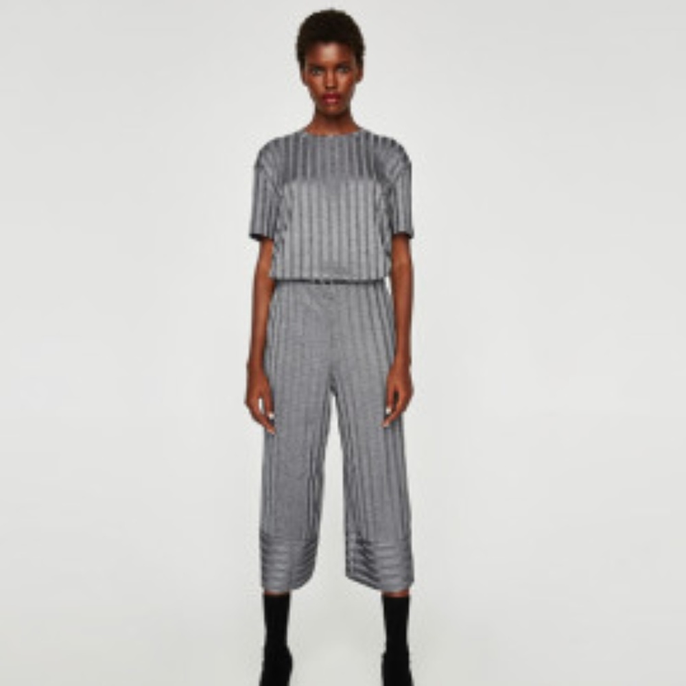 Cropped Trousers (Silver/Grey)